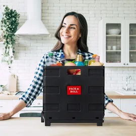 Relaxdays Einkaufstrolley schwarz/weiß 50 x 47 x 13 cm