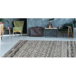 Teppich MY HOME "Maria" Gr. 4, beige (natur, grau), B:160cm H:6mm L:230cm, Baumwolle, Kunstfaser, Wolle, Teppiche, modernes Design, Wohnzimmer