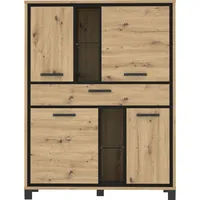 Forte Trondheim Highboard, Holzwerkstoff, Artisan Eiche kombiniert mit Schwarz