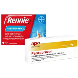 apodiscounter Rennie Pfefferminz gegen Sodbrennen Kautabletten + Pantoprazol E