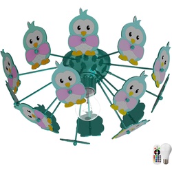 Kinder Zimmer Decken Lampe Fernbedienung Eulen Tier Leuchte im Set inklusive RGB LED Leuchtmittel
