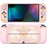 PlayVital ZealProtect Weiche Schutzhülle für Nintendo Switch OLED Konsole Joy Con, Case Hülle Cover Zubehör für Nintendo Switch OLED mit Sticks Kappen & ABXY Richtungstastenkappen(Zauberflügel)