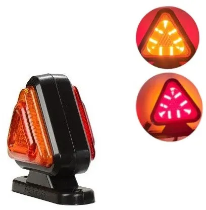 1 Stück 18-LED Mini-LED-Positionsleuchte, hornförmig, 12–24 V, gelb-rot, dreieckige Form, Neon-Effekt für Anhänger