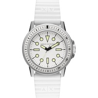 Armani Exchange Uhr für Herren , Dreizeigerwerk, 42mm Silbernes Edelstahlgehäuse mit Silikonarmband, AX1850