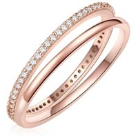 Lulu & Jane Ring Messing Zirkonia in Roségold Ringe Damen