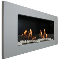 Kaminbau Mierzwa Echtfeuer-Dekokamin Aurora (Luxus Royal, Brenngel & Bio-Ethanol Kamin inkl. 2 regulierbare Edelstahl Brenner), Farbwahl, Gelkamin, Ethanolkamin, Kaminofen, Wandkamin silberfarben