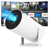 Mini Beamer 4K - 1080P Smart Projector Unterstützt Android 11 WiFi 6 BT 5.0, Mini Projektor 180° Drehbar Automatische Trapezkorrektur Beamer Handy 130-Zoll-Display Heimkino für Phone/PC/Tablette