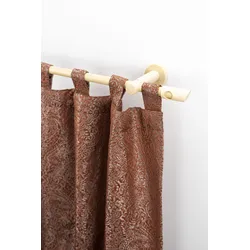 Gardinenstange GARESA "PILA", beige (natur), L:160cm Ø:20mm, Holz, Gardinenstangen, Vorhanggarnitur, verlängerbar, Knopf mit Ausschnitt, ohne Ringe