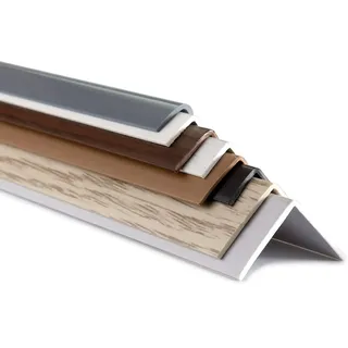 TJ Winkelleiste PVC „Eiche Mokka“ / Winkelprofil 10x10 mm/Eckschutzprofil für Kanten & Fenster/Treppenwinkel stoßfest / 2 m Kunststoff Winkelprofil Leiste