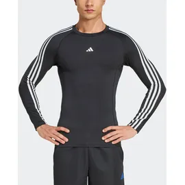 adidas Herren Shirt TECHFIT Compression Training 3-Streifen, Größe XL in Grau BLACK