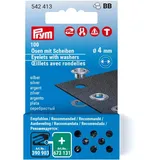 Prym 542413 Ösen mit Scheiben Nachfüllset, silberfarbig Stück, Ø 4 mm, 100 Anzahl