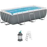 BESTWAY Steel Pro MAX Frame Pool Set 404 x 201 x 100 cm inkl. Sandfilteranlage und Poolleiter