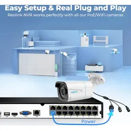 Reolink 12MP PoE Kamerasystem, 16-Kanal NVR mit 2TB HDD für 24/7 Aufzeichnung und 4 Dome Überwachungskameras mit Personen-/Fahrzeugerkennung,