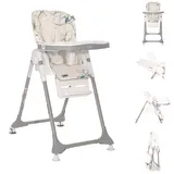 Lorelli Kombihochstuhl Kinderhochstuhl Felicita, faltbar, verstellbar, 5-Punkt-Gurt, 2 Räder weiß