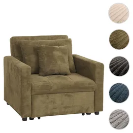 Mendler Schlafsessel HWC-L90 Cord 100 x 86 x 200 cm Grün mit Kissen