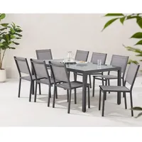 Calvi Garten-Essgruppe 9-tlg. Grau