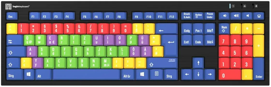 LogicKeyboard PC NERO Slimline Kids learning Tastatur DE