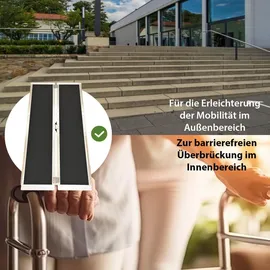 Trutzholm Rollstuhlrampe klappbar 213 cm Traglast 272 kg Alu grau schwarz beschichtet