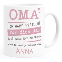 SpecialMe® Tasse personalisiertes Geschenk Spruch Papa/Mama Ich habe versucht für dich das beste Geschenk zu finden. anpassbarer Name Oma - 1 Name weiß Keramik-Tasse