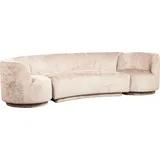 Woood Sofa Combi-Popular aus Chenille-Stoff, modernes Bank-Sessel-Set, Natur, drehbare Sessel