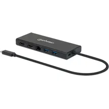 Manhattan USB-C auf Dual-HDMI Multiport-Adapter - Schwarz