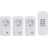 UNITEC Funkfernschalterset Indoor mit Selbstlernfunktion, Funksteckdosen Set, 3 Steckdosen+ 1 Fernbedienung, weiß