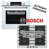 Bosch Herdset weiß + Gaskochfeld Einhandzündung 60cm