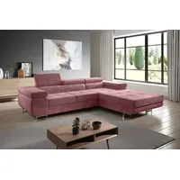 FurMeb24 MANDANA Ecksofa, Form L, modernes Sofaset, Schlafsofa, Schlafsofa mit Schlaffunktion, große Kissen und Bettkasten, Sofa für Wohnzimmer -... - Rosa