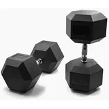 SUPRFIT - Hexagon Kurzhanteln paarweise mit gummiertem Eisenkern - Fitness Gewichte Hanteln 2 x 50 kg mit rutschfestem Chromgriff - Premium Kurzhantel Set für Calisthenics, Krafttraining & Crossfit