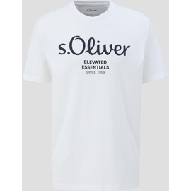s.Oliver Herren T-Shirt mit Label-Print, Weiss, L