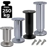 Stahlia Möbelfüße verstellbar (4er Set) 8cm Höhe Edelstahl Optik Ø 38mm Aluminium Schrankfüsse belastbar bis 250Kg Sofa Füße Möbelbeine Metallfüße Regalfüße