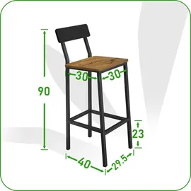 OEM Erlenholzhocker, 2er-set, 30x40x90 cm, Begryf