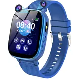 Kinder Smartwatch - Uhr Telefon für Mädchen Jungen mit Anruf, SOS, Spiele, Schrittzähler, Musik, Hörbuch, Kamera, Wecker, Kinder Uhren Geschenk für Kinder 4-12 Jahre, Kids Smart Watch (Blau-NO GPS)