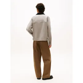 Tommy Hilfiger Blouson TOMMY JEANS "TJM REGULAR COTTON RANCH", Herren, Gr. S, grau (limestone dust), Web, Obermaterial: 100% Baumwolle, unifarben, regular fit normal, Rundhals, eingesetzt abgesteppte Kante, Jacken Blouson, Regular fit mit Umlegekragen