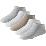 SCHIESSER Sneakersocken 5er Pack Weiß/Beige/Grau 43-46