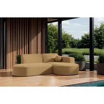 Fun Möbel Garten Ecksofa SUNDAY XS in wetterfester Stoff ART-N Caramel Ottomane Rechts - Braun