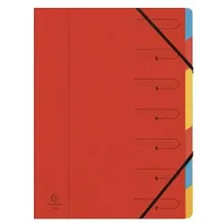 Ordungsmappe, A4, rot, 54075E, 7 farbige Taben