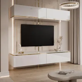 lookway Wohnwand Aurora Weiss Hochglanz