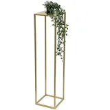 DanDiBo Ambiente DanDiBo Blumenhocker Metall Gold Eckig 100 cm Blumenständer Beistelltisch 96570 Blumensäule Modern Pflanzenständer Pflanzenhocker