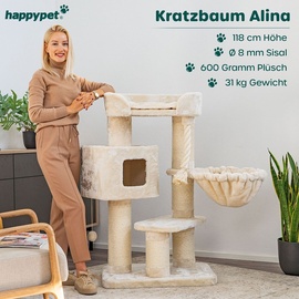 Happy Pet HAPPYPET Kratzbaum Stabil, 118 cm Kletterbaum Katzenbaum Maine Coon, Creme