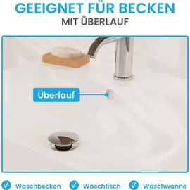 Bächlein Ablaufgarnitur mit Überlauf für Waschbecken - Waschtisch – (Chrom)