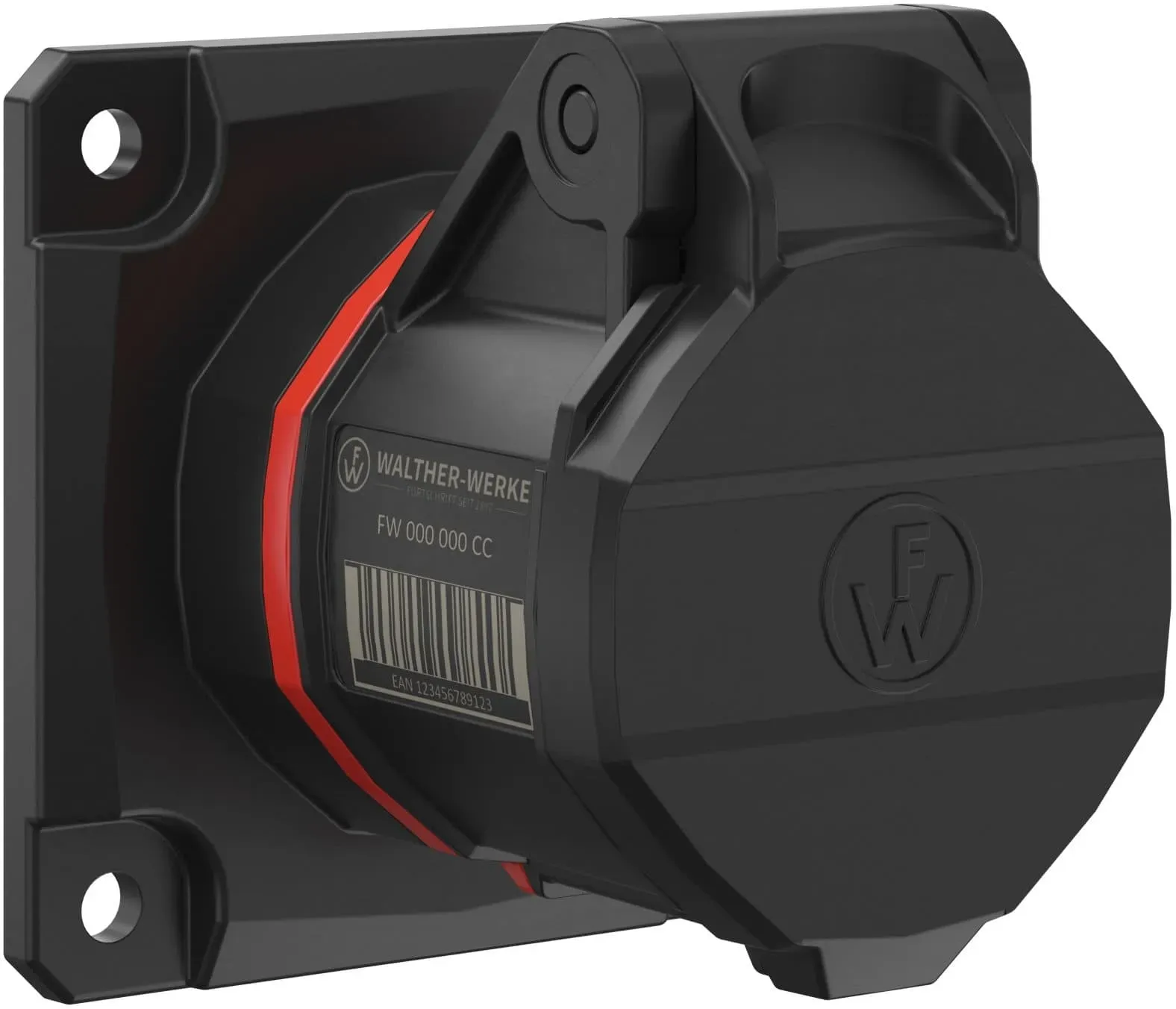 Walther Electric FW410503CC CEE NEO Anbaudose gerade, 16A, 5P, 3h, IP54 mit Käfigzugfeder-Technik und 75x75mm Flansch