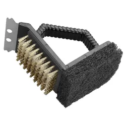 Tarrington House Grillreinigungsbürste 3-in-1, Kunststoff/Kupferdraht/Edelstahl, 10 x 12 cm, schwarz