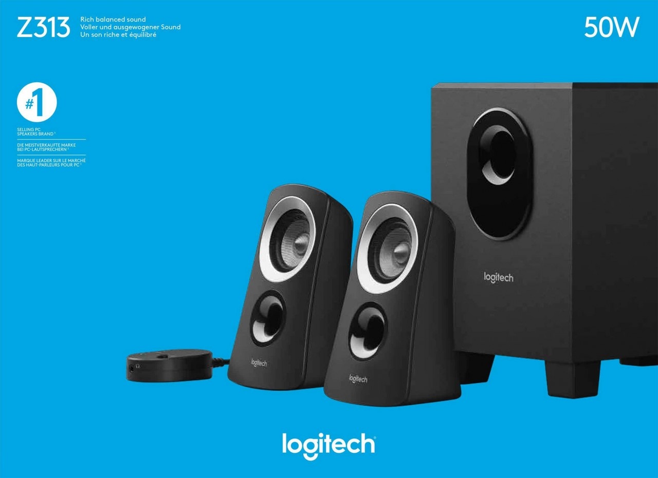 Logitech Lautsprecher Z313, Audio, Stereo 2.1, 50W Subwoofer, schwarz, Retail