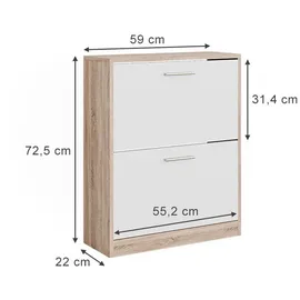 Vicco Gizmo 59 x 73 x 22 cm 2 Schubladen weiß / weiß