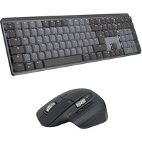 Logitech MX Mechanical kabellose beleuchtete Tastatur Standardgröße Linear, MX Master 3S kabellose Hochleistungs-Bluetooth-Maus, macOS, Windows, Linux, iOS, Android, DEU QWERTZ - Grau