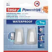 Tesa Powerstrips Haken Edelstahl-Kunststoff Silber/Weiß