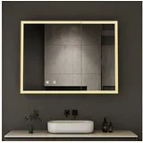 WDWRITTI Badspiegel Spiegelschrank mit beleuchtung Hängeschrank Wandschrank Badschrank (80x13x60cm, 2 türen, 3Lichtmodi, Dimmbar, Anti-fog, Alu-Schranktür, Doppelseitiger Spiegel), mit Netzadapter, IP44 schwarz