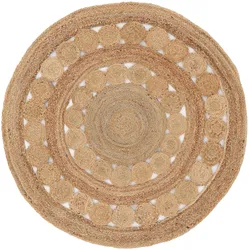 Teppich CARPETFINE "Juteteppich Dana", beige (natur), B:150cm H:5mm Ø:150cm, Jute, Teppiche