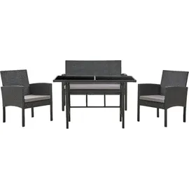 Svita BROOKLYN XL Rattan-Essgruppe schwarz